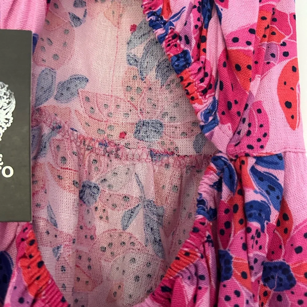 Vince Camuto Kids Viscose/ Linen Blend Vibrant Pink Floral Kids Dress